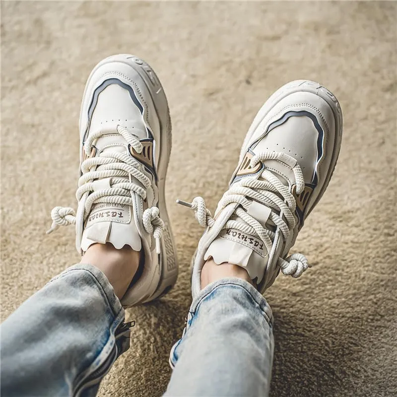 Men's Trendy Stylish Sneakers, Comfortable Breathable Wear-Resistant Skateboard Shoes for All Seasons Fashion Men’s Platform Chunky Sneakers,Street Style Footwear Shoes Size 6.5-10