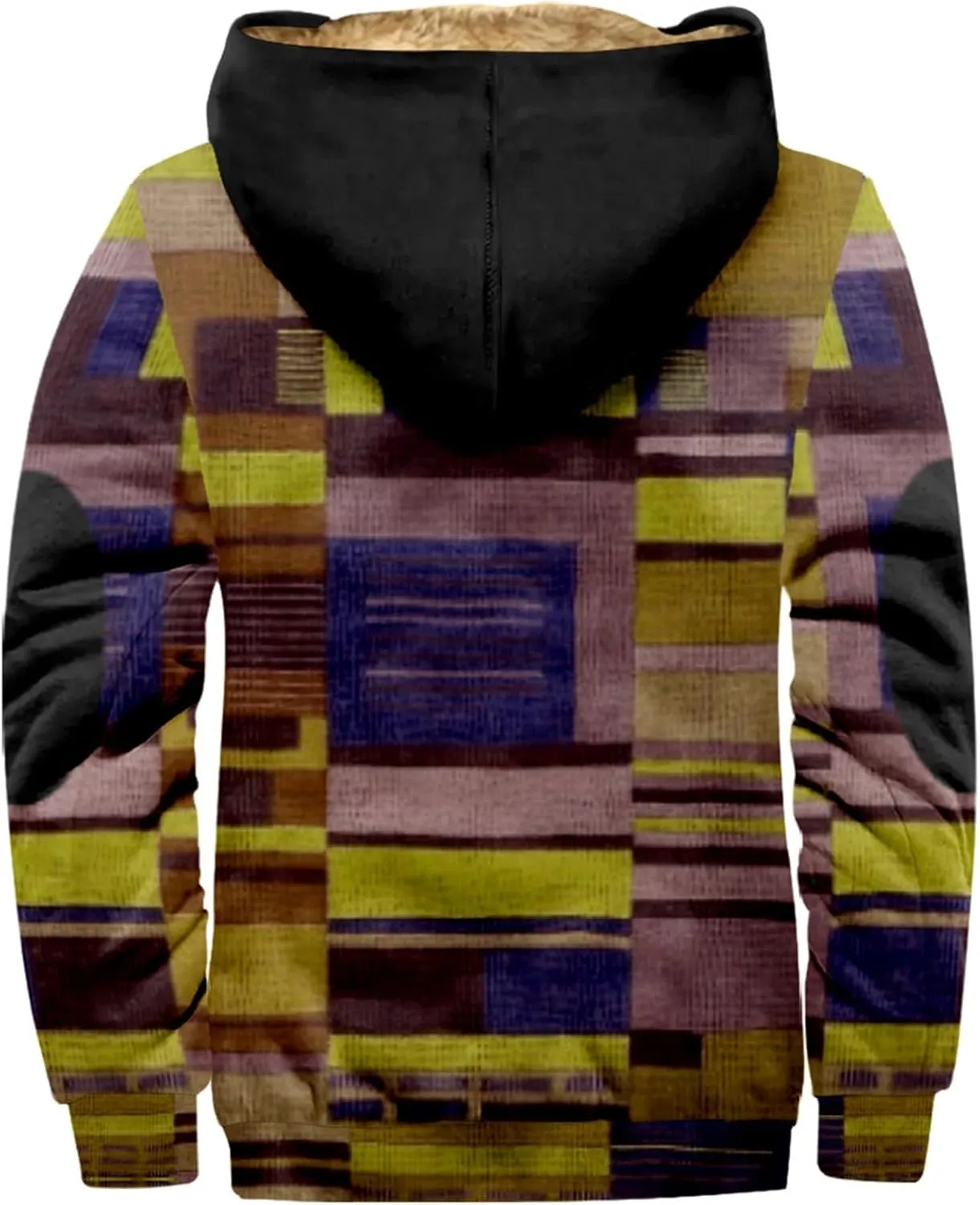 Mens Vintage Fleece Jacket Sherpa Lined Winter Coats Fall Winter Puffer Jacket Windproof Casual Hoodies with Pocket