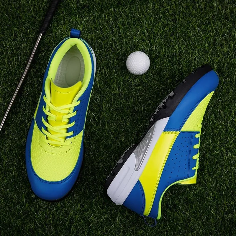 Mens Waterproof Golf Shoes Casual Walking Gym Sports Trainers Lace Up Spikless Golfing Shoes