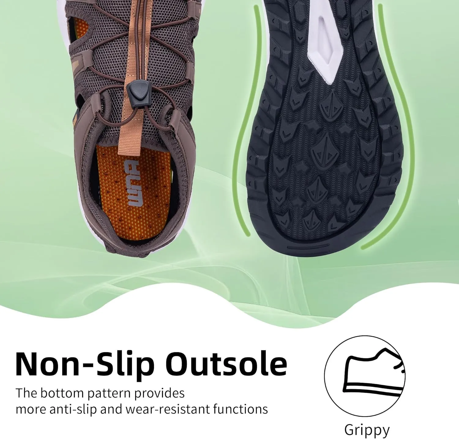 Mens Wide Hiking Sandal Summer Water Shoes Outdoor Athletic Recovery Sandals Closed Toe Walking Shoes US 8-13