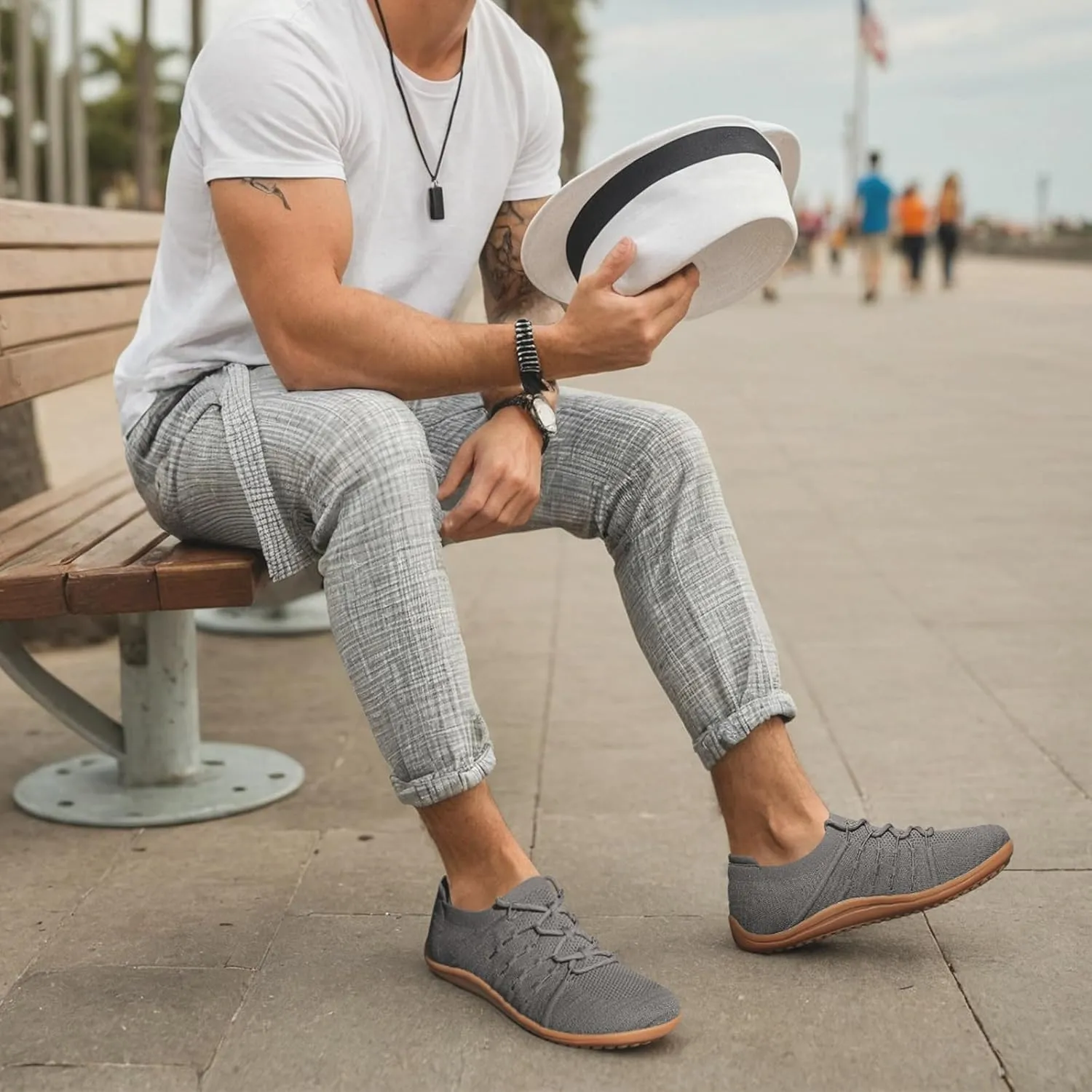 Mens Wide Toe Box Barefoot Shoes Mesh Breathable Zero Drop Minimalist Summer Walking Sneakers Zapatos Casuales para Hombre
