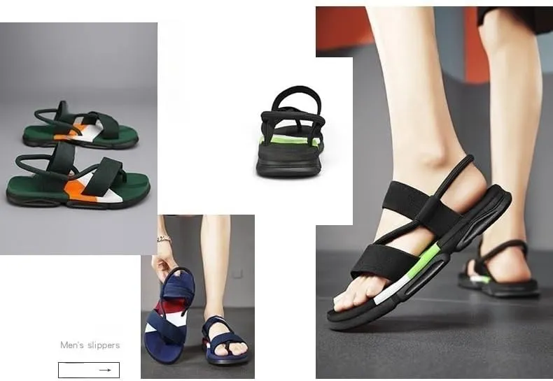 Men's Woven Breathable Sandals, Round Toe Slip-on Flat Closed Toe Casual Sandals, Men's Beachwear Shoes