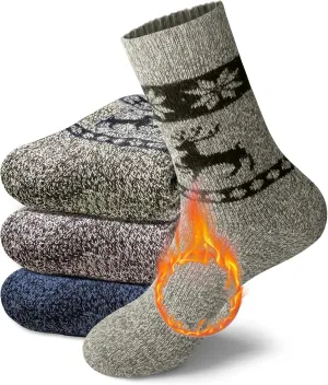 Merino Wool Super Thick Thermal Warm Winter Hiking Boot Socks for Men - Soft Crew Cozy Socks for Cold Weather
