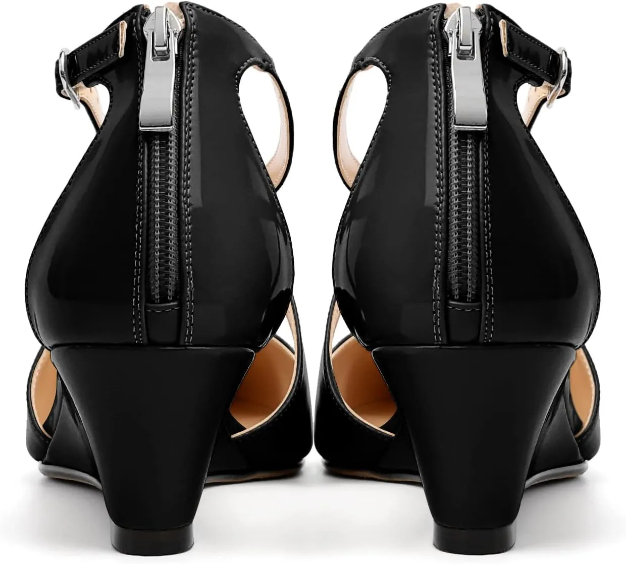 Mettesally Women's Wedges Heels Criss Cross Heeled Sandals Pointed Toe Ankle Strap Heel Pumps Fashion Dress Shoes