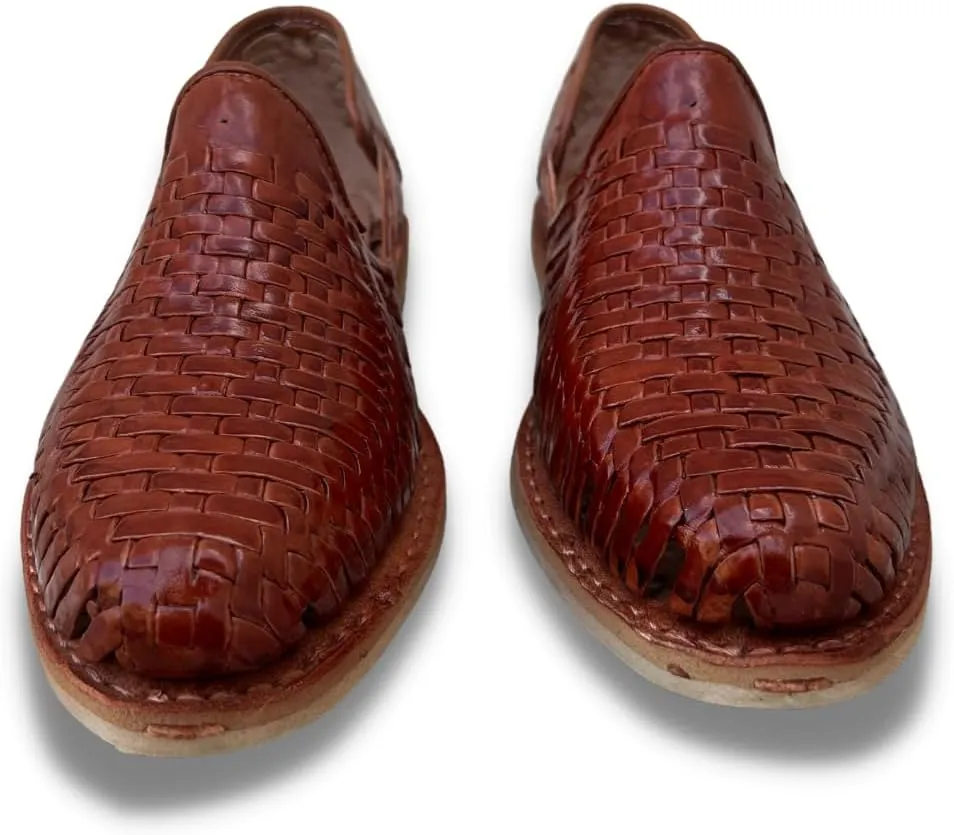 Mexico en la Piel Men’s Handmade Leather Huarache Sandals – Slip-On, Comfortable, Breathable, Available in Tan, Black, and Reddish – Sizes 8US to 13US