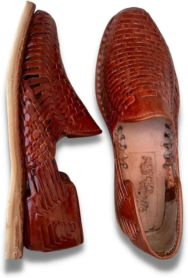 Mexico en la Piel Men’s Handmade Leather Huarache Sandals – Slip-On, Comfortable, Breathable, Available in Tan, Black, and Reddish – Sizes 8US to 13US