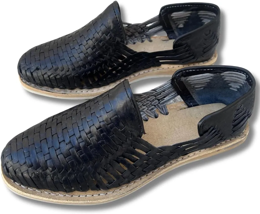 Mexico en la Piel Men’s Handmade Leather Huarache Sandals – Slip-On, Comfortable, Breathable, Available in Tan, Black, and Reddish – Sizes 8US to 13US
