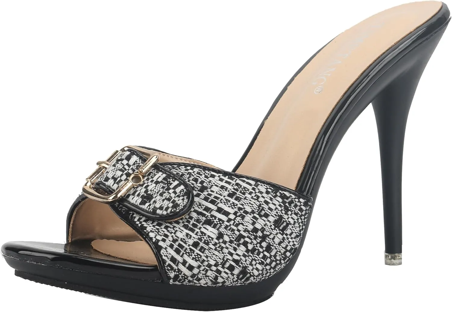 Minishion Women Mule Sandals Heels with Buckle Slip-on Summer Casual Dress Shoes