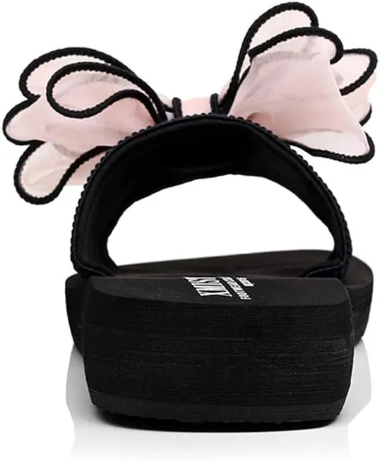 MIOKE Women's Bohemian Bowknot Flat Slide Sandals Fashion Comfort Anti-Slip Platform Summer Beach Sandals
