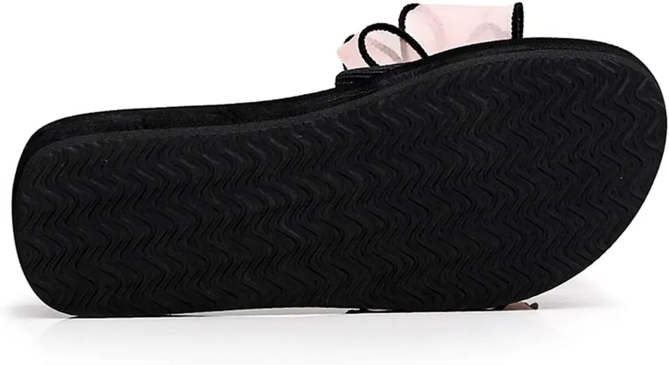 MIOKE Women's Bohemian Bowknot Flat Slide Sandals Fashion Comfort Anti-Slip Platform Summer Beach Sandals