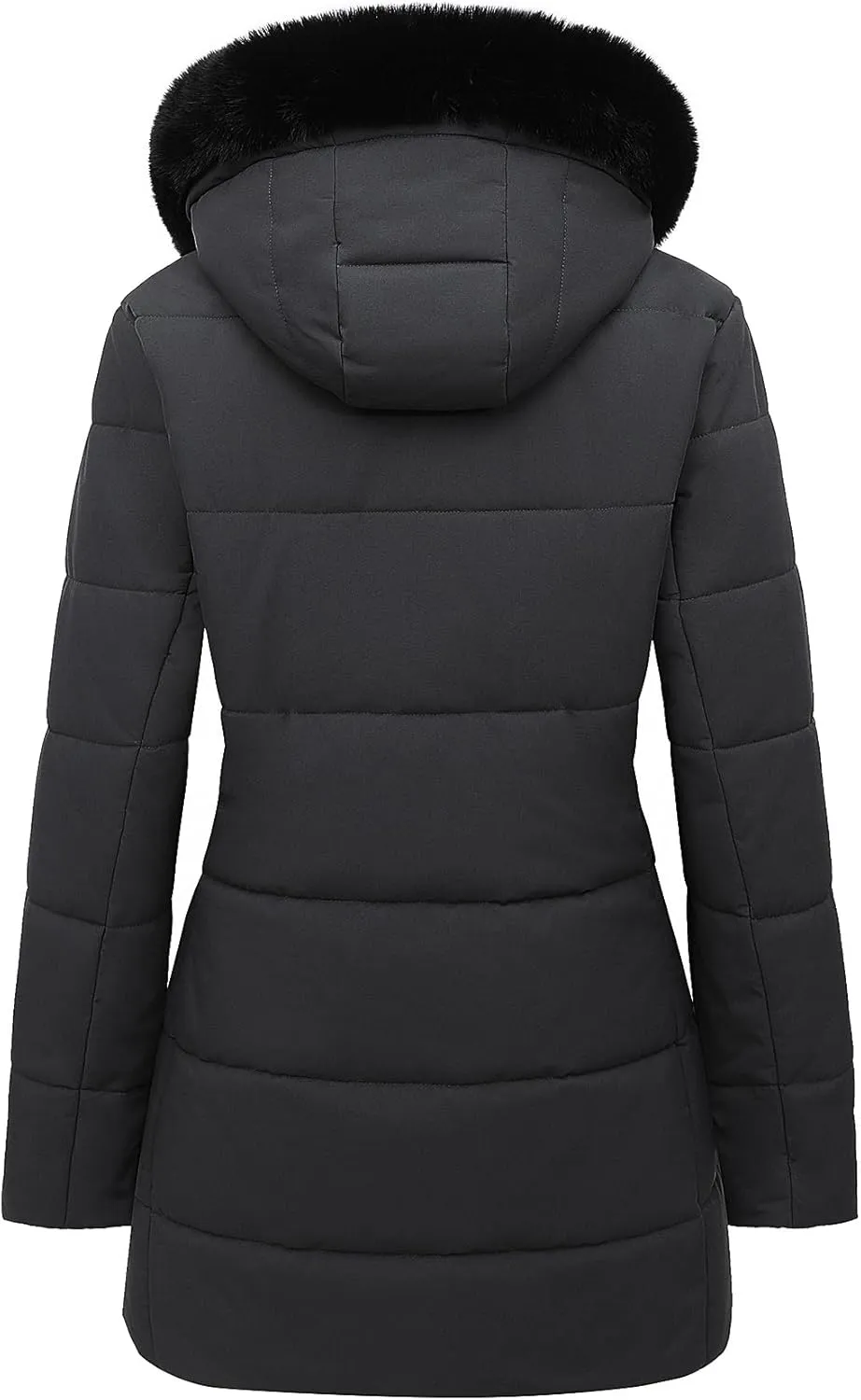 MOERDENG Women's Winter Puffer Coat Thicken Fleece Lined Down Jacket Waterproof Faux Fur Detachable Hooded Parka