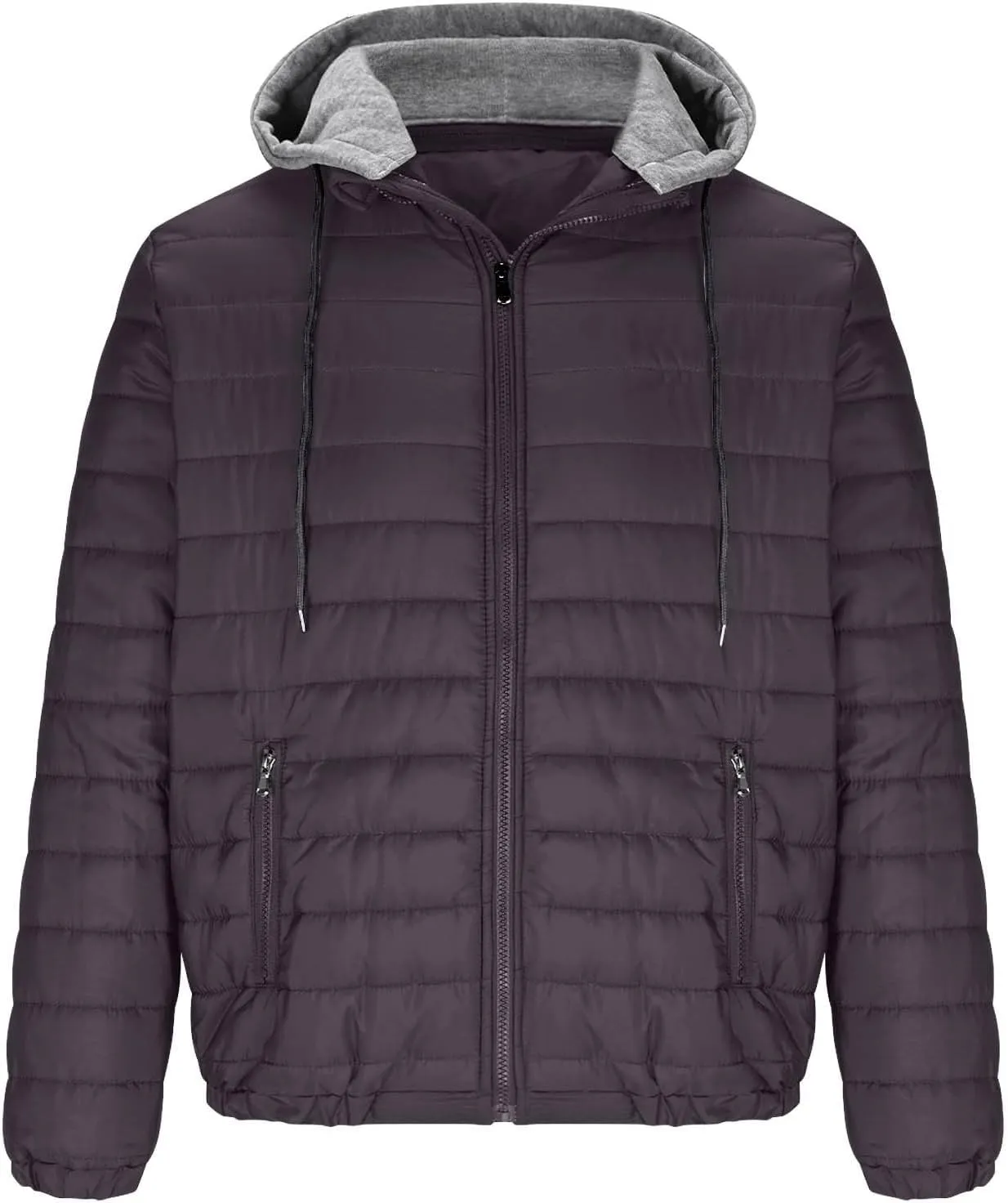 Muscularfit Men's Puffer Jackets with Hood Lightweight Full Zip Coats Winter Warm Padded Jacket Quilted Down Jacket Pockets
