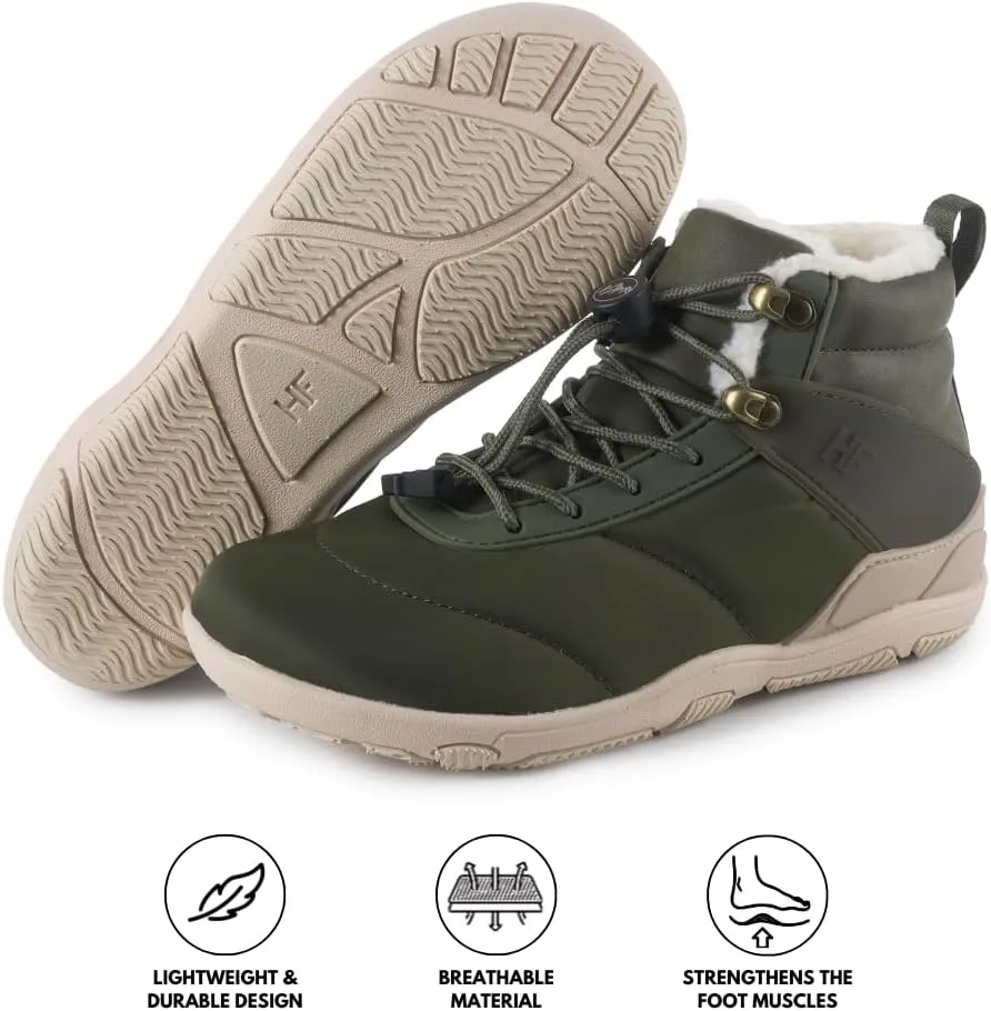 New HF Azura - Ergonomic Supportive Winter Barefoot Boots,Wide Toe Box, Minimalist Zero Drop Sole, Splash Proof and Breathable Upper Material Unisex