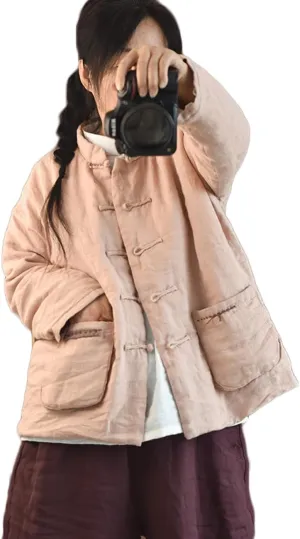 NFYM Women's Fall Thin Quilted Tang Suit Jacket Coat Handmade Clothes Chinese Outerwear with Pockets