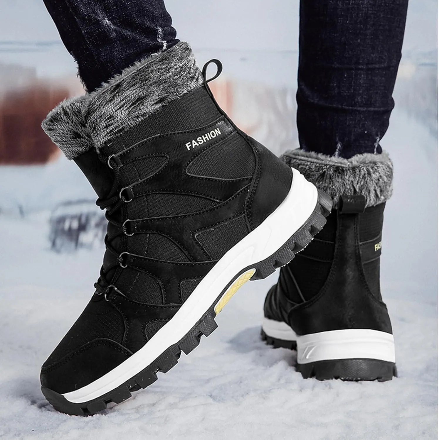 Non Slip Winter Boots Womens Ankle Boots Fur Lined Snow Boots Waterproof Warm Boots Ski Boots Short Furry Boots