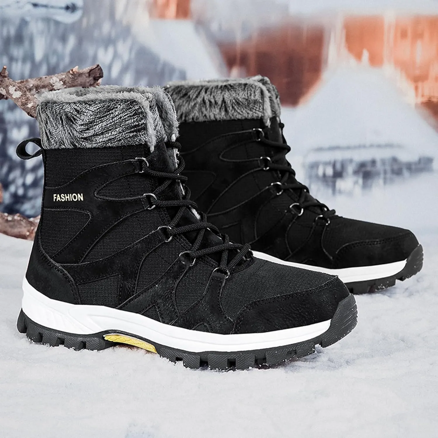 Non Slip Winter Boots Womens Ankle Boots Fur Lined Snow Boots Waterproof Warm Boots Ski Boots Short Furry Boots