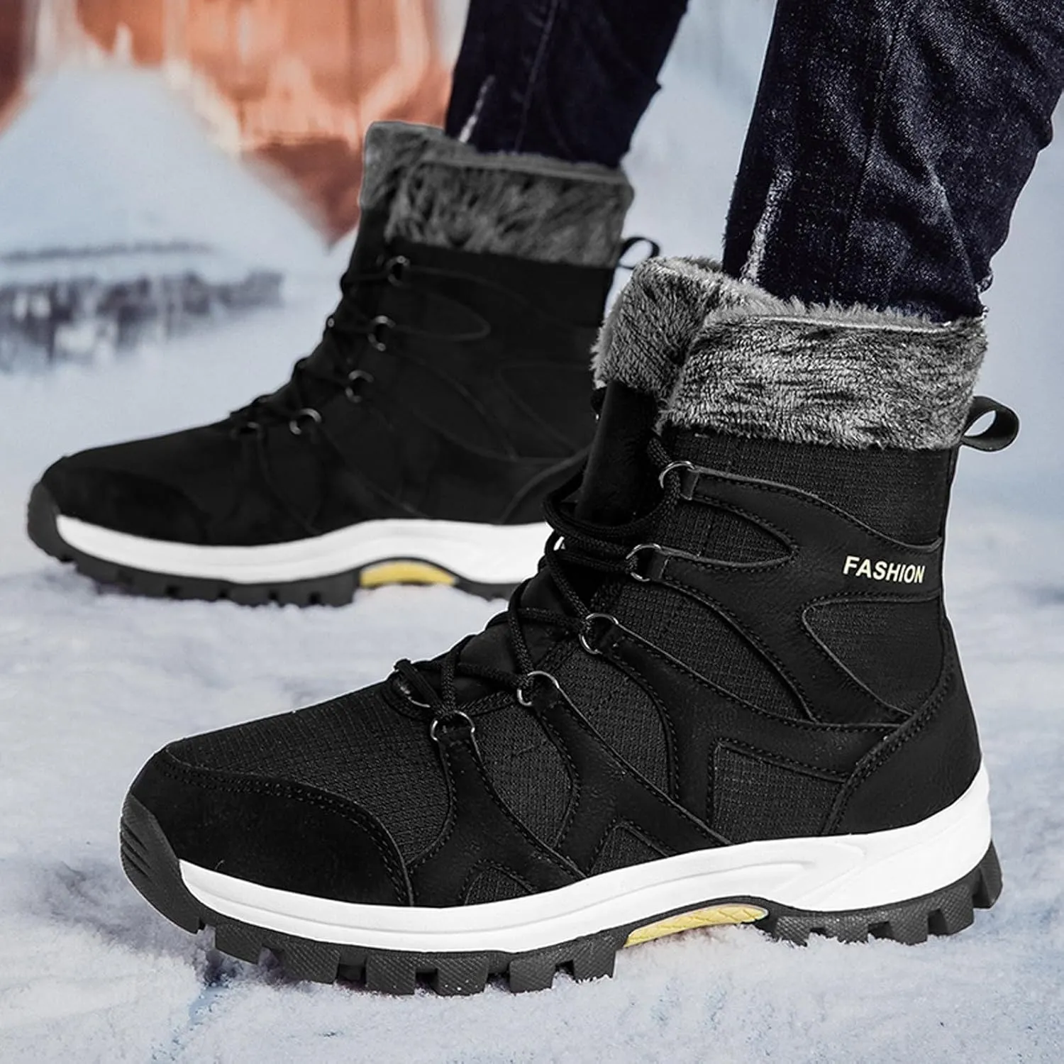 Non Slip Winter Boots Womens Ankle Boots Fur Lined Snow Boots Waterproof Warm Boots Ski Boots Short Furry Boots