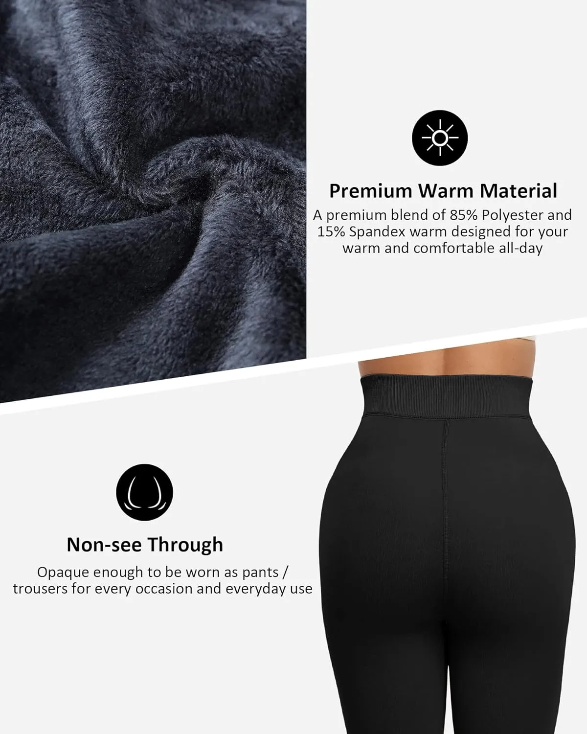 NORMOV Winter Warm Fleece Lined Leggings Women,Thick Thermal Velvet Tights