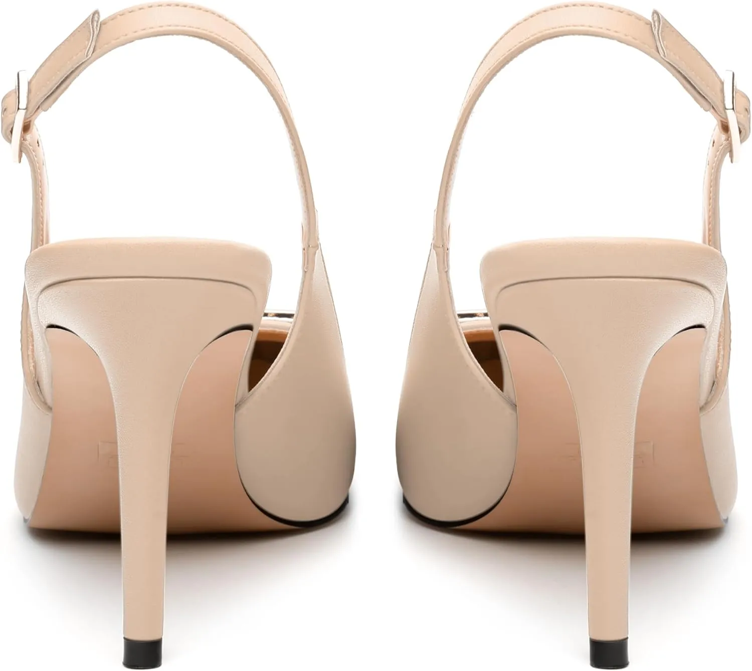 NUMALEO Slingback Heels for Women Pointed Closed Toe High Heel Stiletto Pumps Slip on Backless Metal Heeled Sandals Fashion Wedding Party Dress Shoes 3.5 Inch