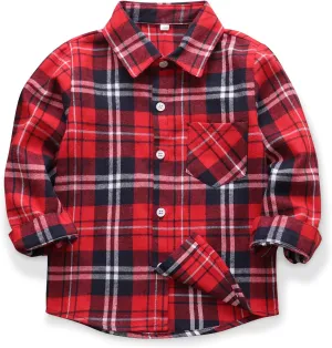 OCHENTA Little Big Boys Girls & Mens Plaid Flannel Shirt Button Down Family Matching Outfits