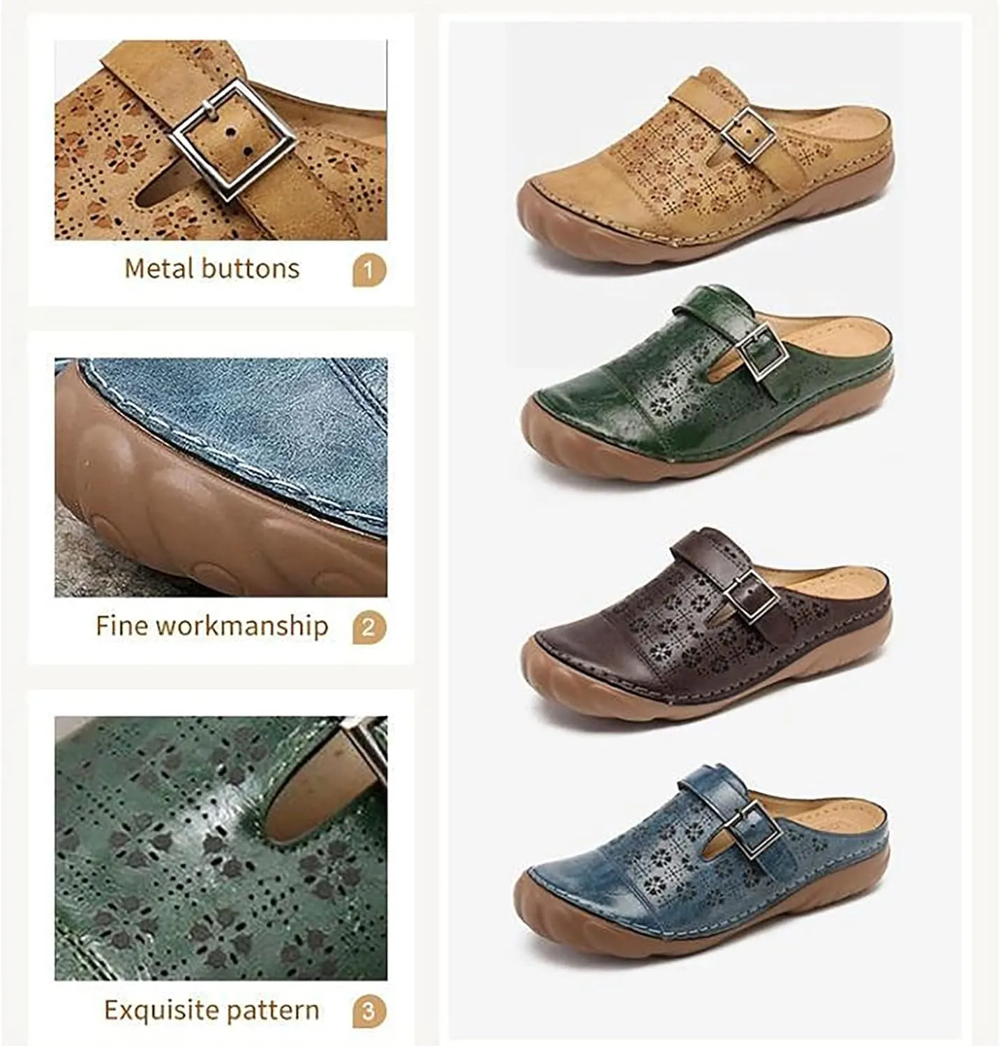 oiangi Clogs Sandals for Women with Arched Support Summer Comfortable Flower Hollow Closed Toe Slip-on Slippers Soft Breathable Outdoor Non-Slip Shoes