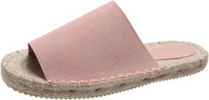 oiangi Espadrille Sandals for Women Flats Summer Casual Open Toe Slip On Slipper Lightweight Comfortable Handmade Sandals Outdoor Non-Slip Ladies Shoes