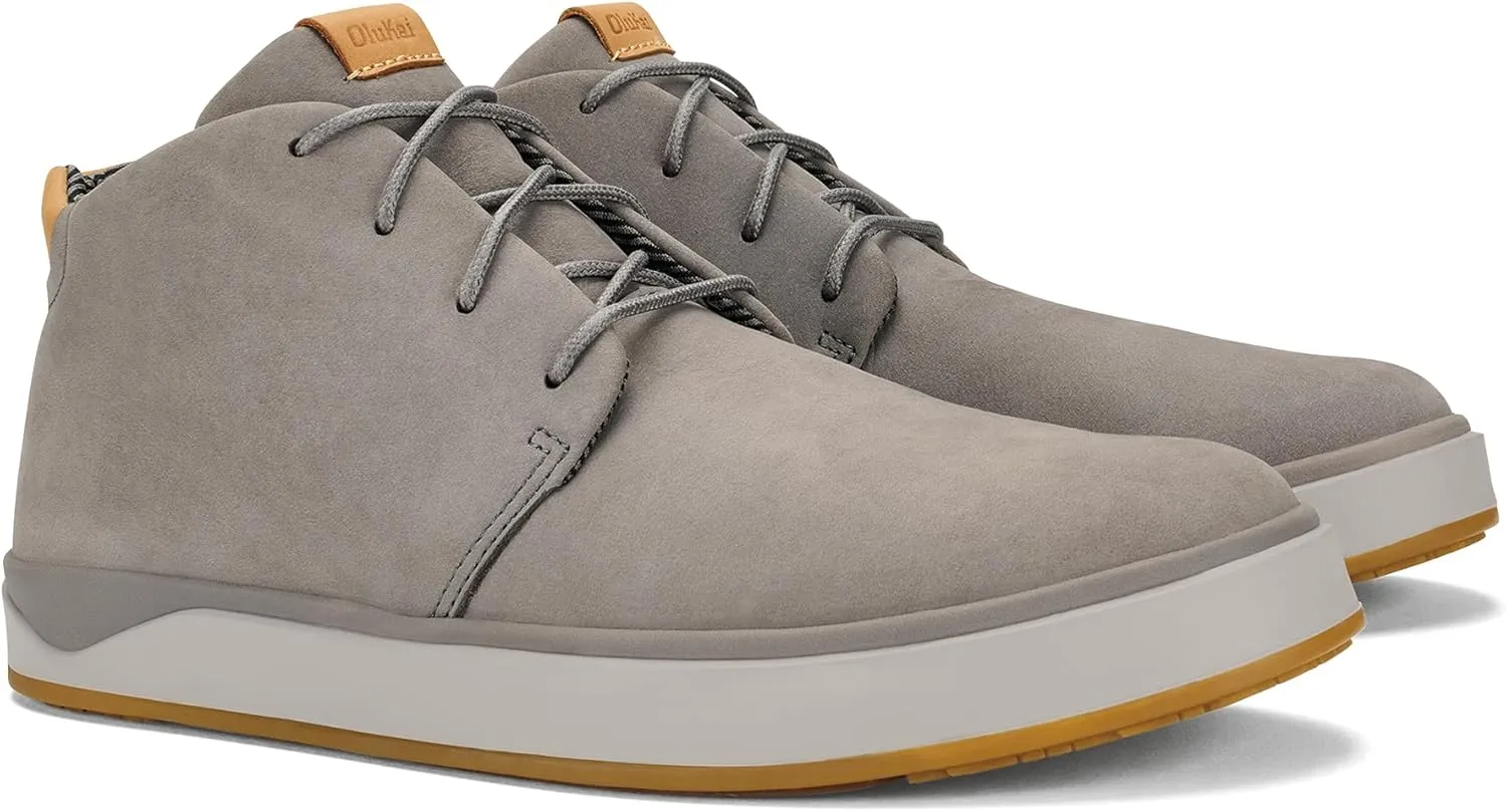 OLUKAI Papaku 'Ili Men's Boots, Durable Waterproof Leather, Cozy Quilted Lining, All-Day Underfoot Cushion