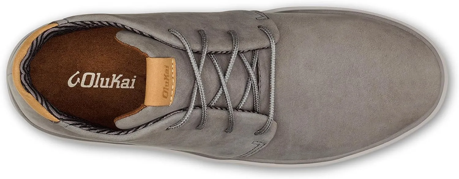 OLUKAI Papaku 'Ili Men's Boots, Durable Waterproof Leather, Cozy Quilted Lining, All-Day Underfoot Cushion