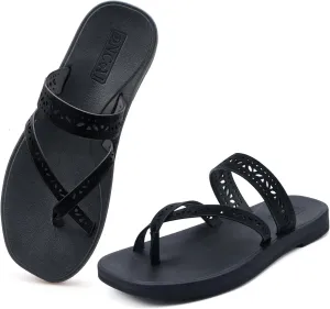 ONCAI Flip Flops for Womens,Flat Dressy Thong Sandals Square Toe with Fashion Summer Beach Comfortable Slip On Rubber Soles Size US 6-11