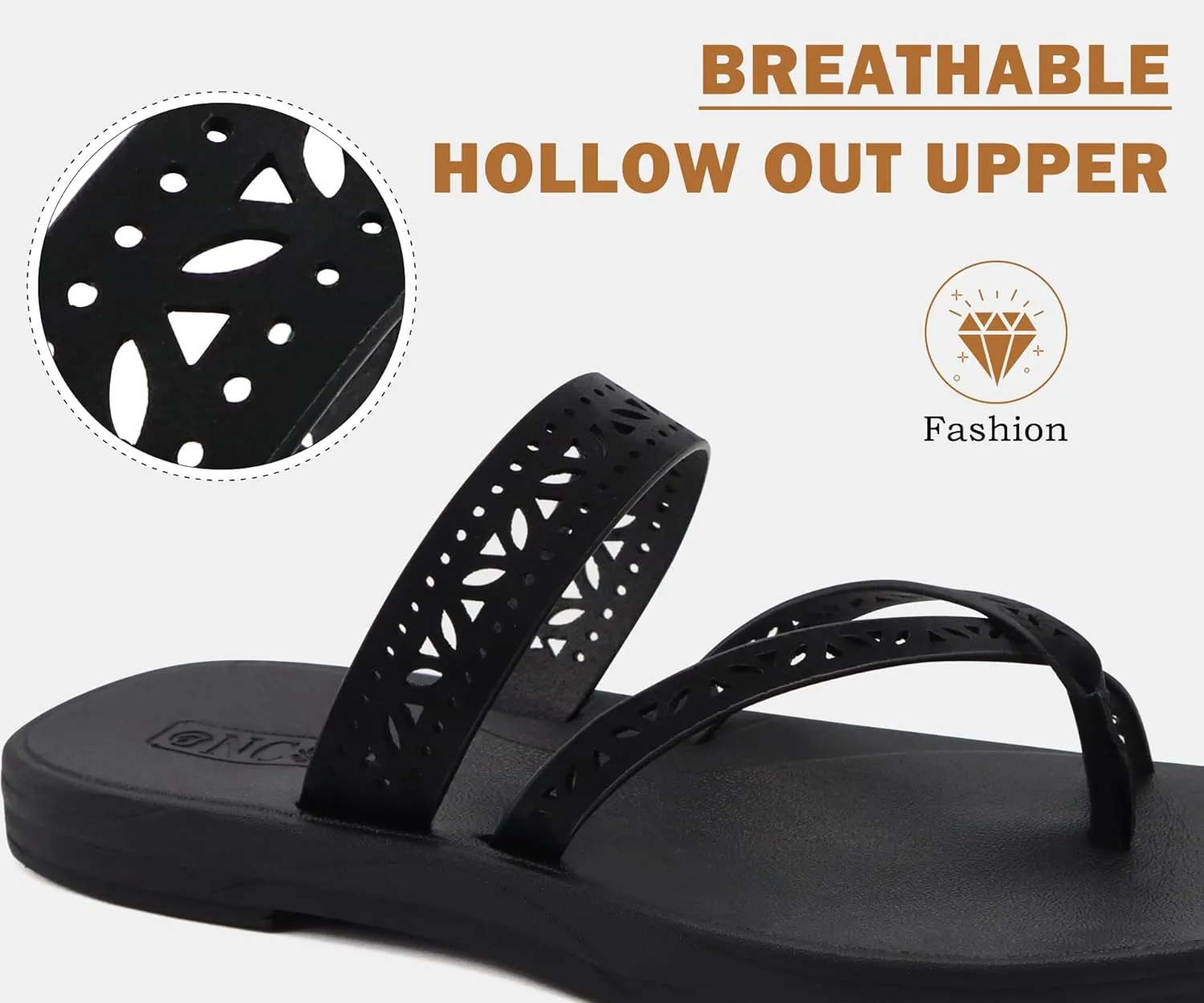ONCAI Flip Flops for Womens,Flat Dressy Thong Sandals Square Toe with Fashion Summer Beach Comfortable Slip On Rubber Soles Size US 6-11