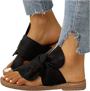 Open Toe Sandal with Arch Support,Women Orthopedic Bunion Corrector,Casual PU Leather Big Toe Correction Sandals,for Beach Travel Summer,Black,37