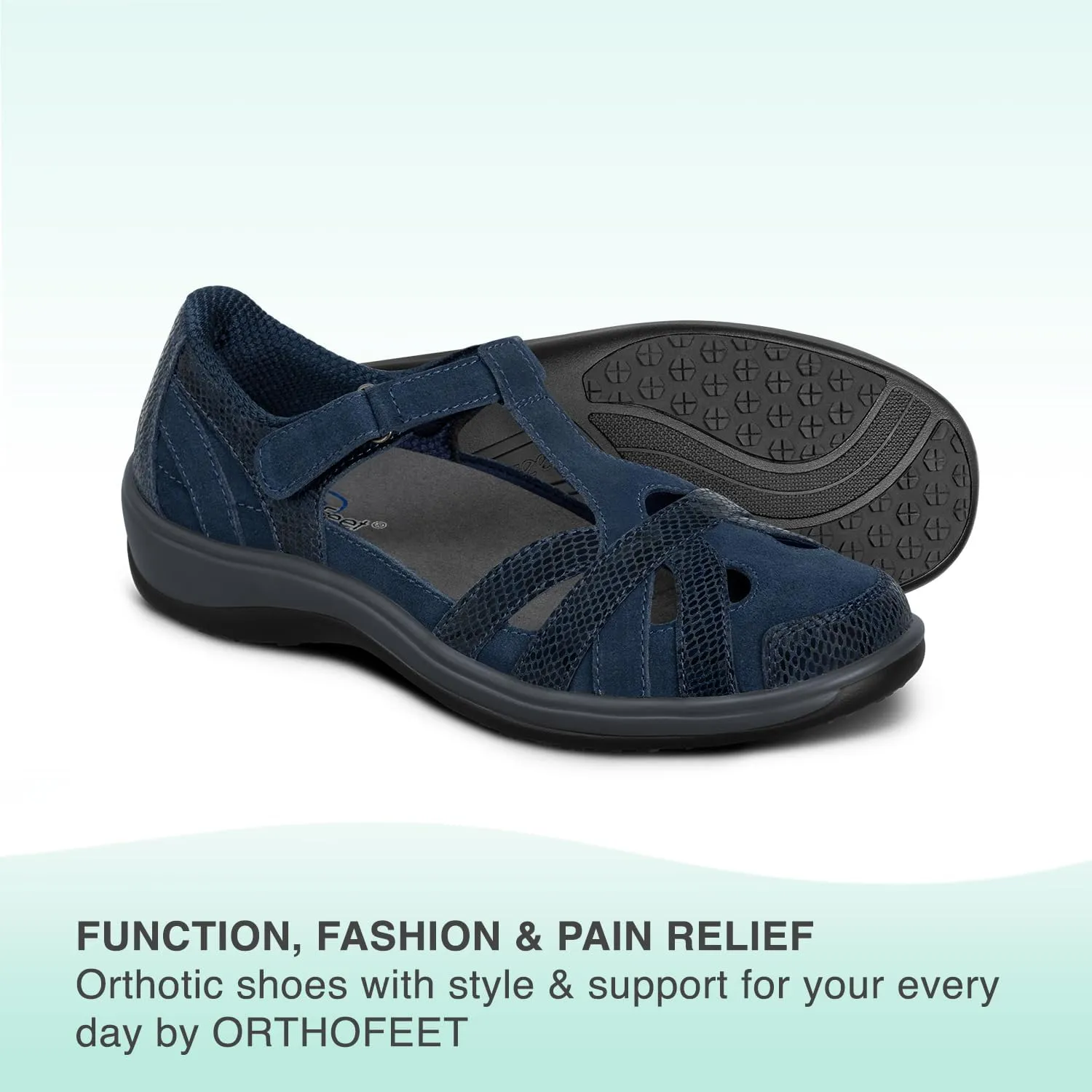 Orthofeet Women's Orthopedic Leather Juno Closed-Toe Sandals