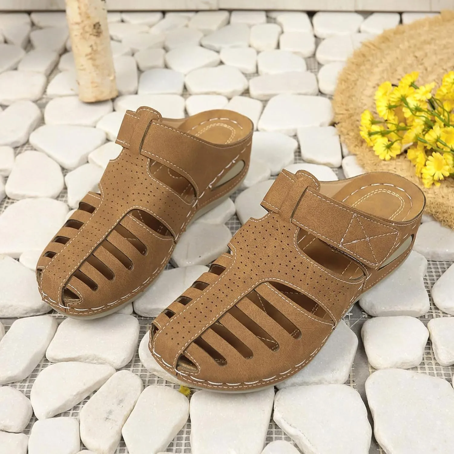 Orthopedic Clogs for Women Wedge Shoes Breathable Mesh Closed Toe Fisherman Platform Sandals Bohemia Gladiator Outdoor Sandal