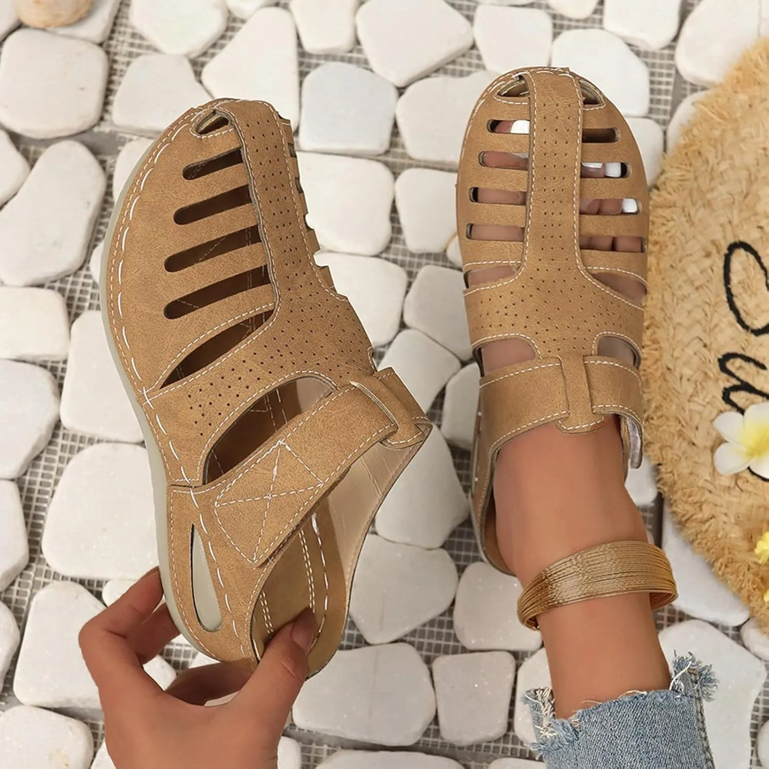 Orthopedic Clogs for Women Wedge Shoes Breathable Mesh Closed Toe Fisherman Platform Sandals Bohemia Gladiator Outdoor Sandal