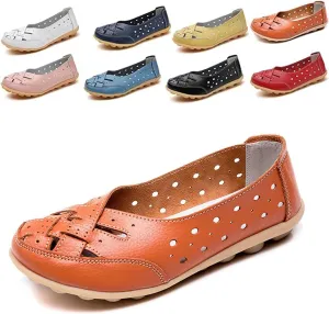 Orthopedic Loafers in Breathable Leather for Women, Women's Flats Comfortable Casual Slip Ons Shoes