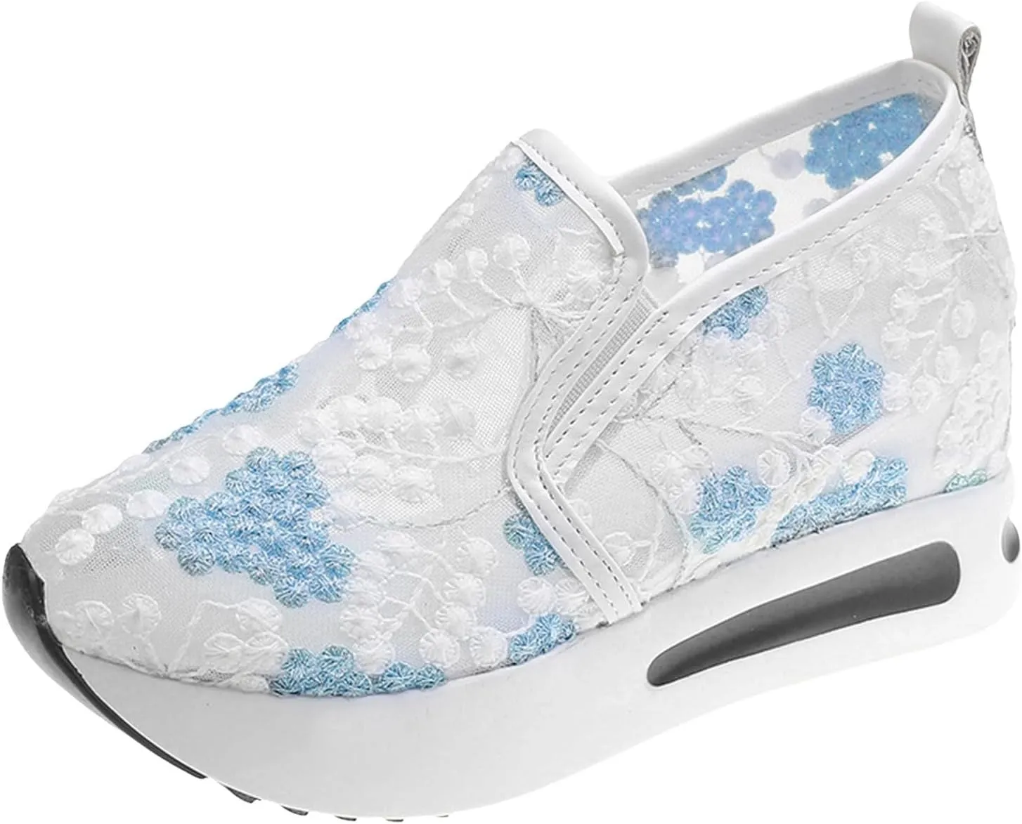Orthopedic Shoes for Women 2025,Floral Embroidery Breathable Sheer Mesh Lace Sneakers Slip on Platform Wedges Dressy Casual Walking Sandals