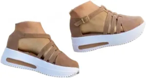 Orthopedic Wedge Sandals for Women Summer Dressy Closed Toe Ankle Strap Platform Sneakers Cutout Low Wedges Slip on Sandals buckle Dressy Shoes Comfortable Outdoor Shoes