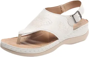 Orthopedic Womens Dress Thong Shoes with Arch Support Adjustable Strap Slip on Elegant Breathable Summer Open Toe Comfortable Lightweight Low Wedge Shoes 2025 Fashion Sandals