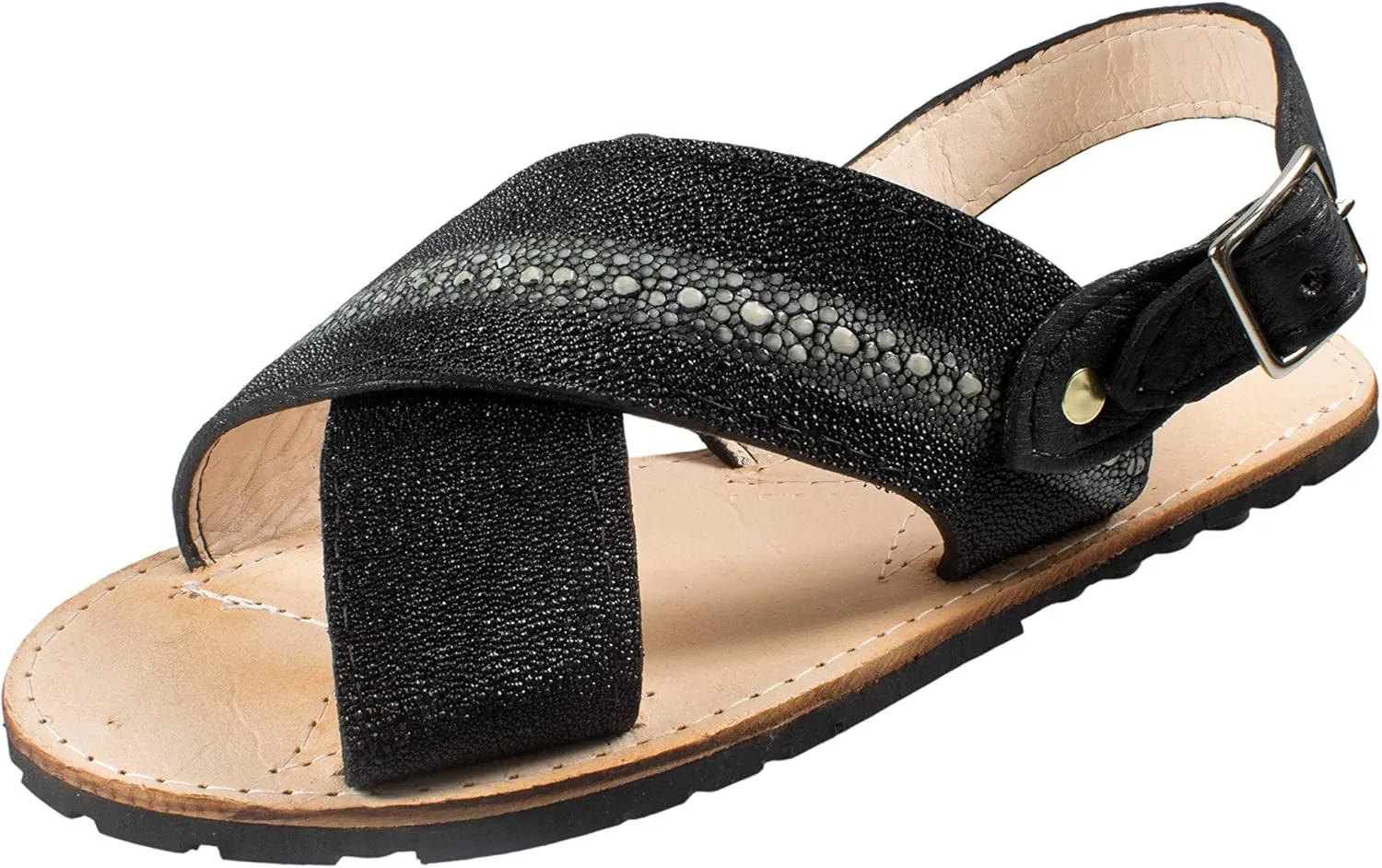 Package Exotic Genuine Stingray Leather Huarache and Cap Color Black