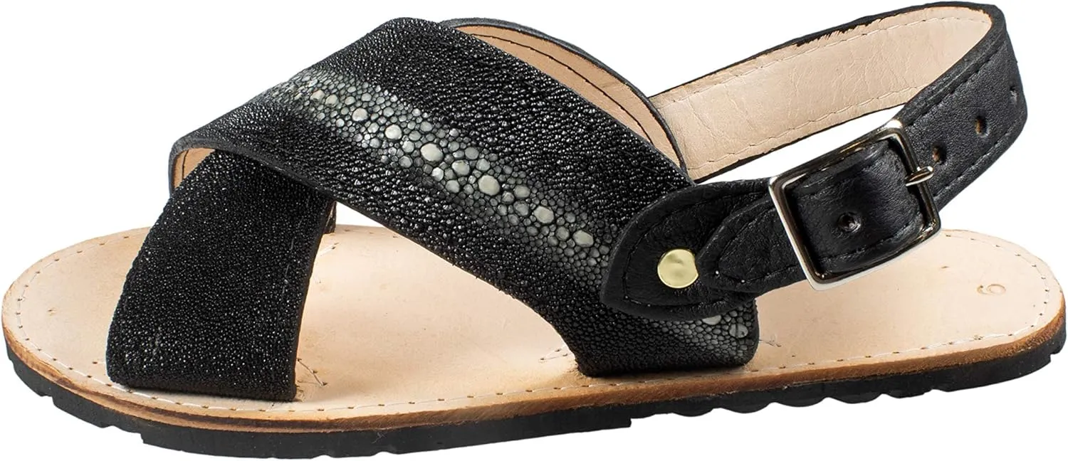 Package Exotic Genuine Stingray Leather Huarache and Cap Color Black