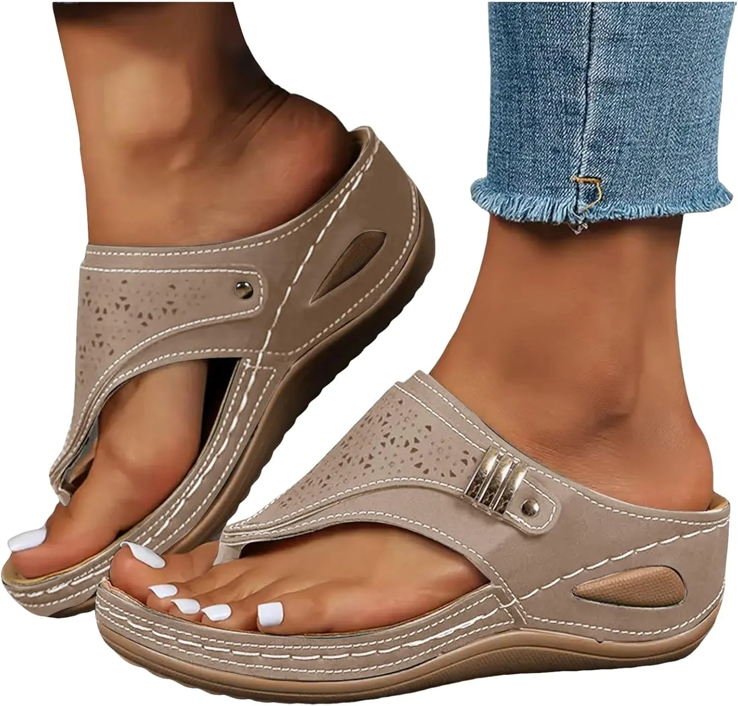 Platform Sandals Comfortable Walking Flip Flop Open Toe 2025 Summer Trendy Women Wedge Sandals Outdoor Indoor