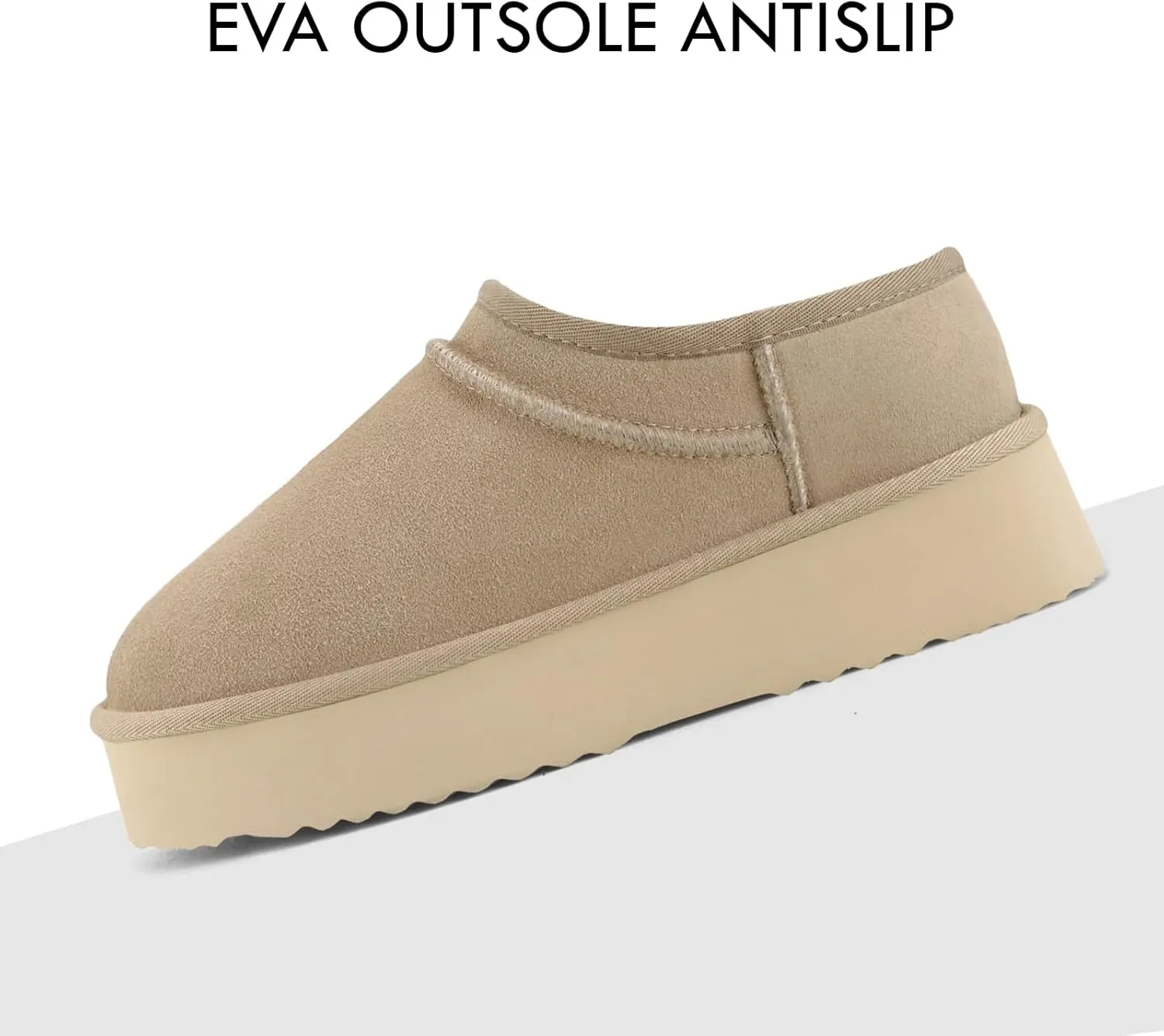 Platform Slippers for Women Genuine Suede Ankle Snow Boots Indoor Outdoor Winter Fur Slip On Mules