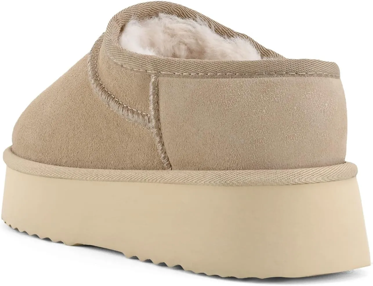 Platform Slippers for Women Genuine Suede Ankle Snow Boots Indoor Outdoor Winter Fur Slip On Mules