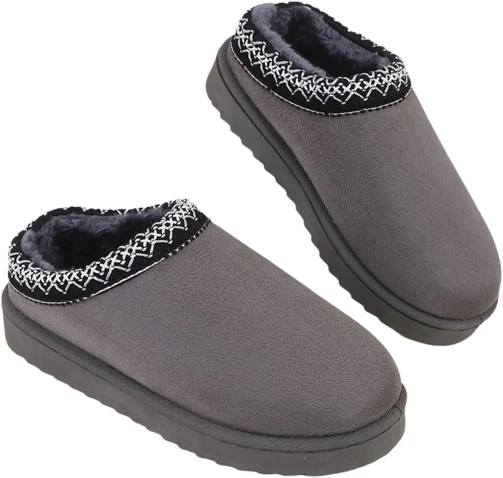 Platform Slippers Mini Boots for Women Fleece Lined Boots Fuzzy Cozy Snow Winter Slippers Fluffy House slippers Indoor Outdoor