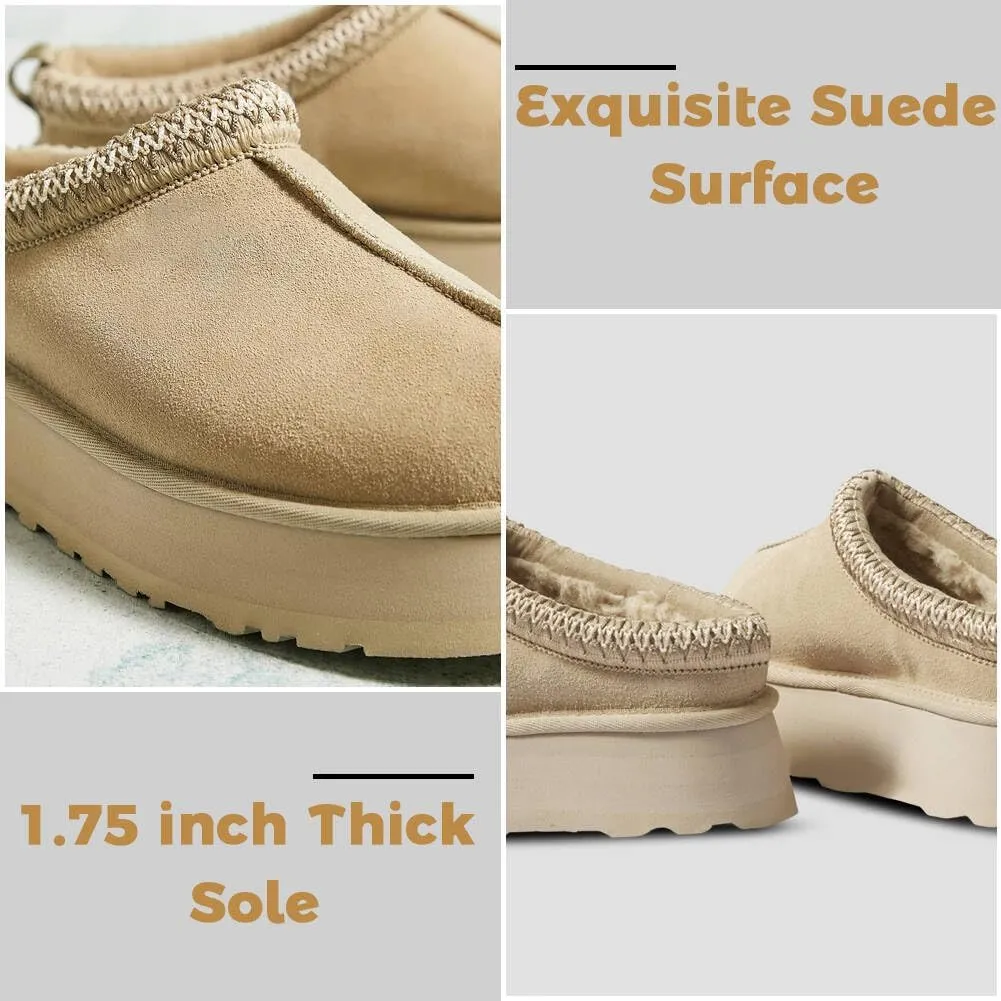 Platform Slippers Mini Boots for Women Fleece Lined Snow Boots Anti-Slip Snow Platform Slippers for Women Winter Outdoor
