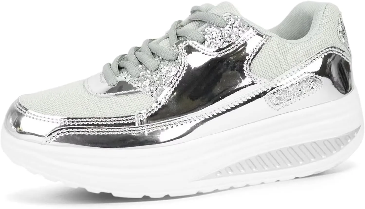 Platform Sneakers for Women Walking Shoes Comfortable All Day Standing Wedge Rocker Bottom 2 inch Thick Air Cushion