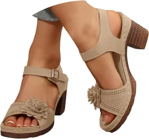 Platform Wedge Sandals for Women 2025 Dressy Summer Ankle Strap Wedges Casual Hollow Out Open Toe Low Heel Comfortable Sandal Work Sandals for Women Office Breathable Dress Shoes