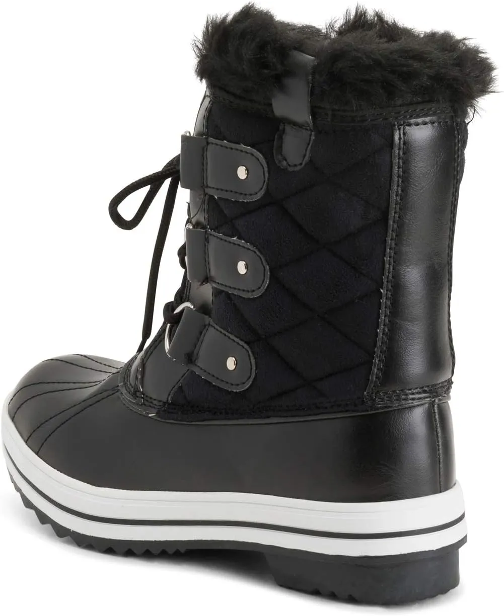Polar Products Womens Snow Boot Quilted Short Winter Snow Rain Warm Waterproof Boots