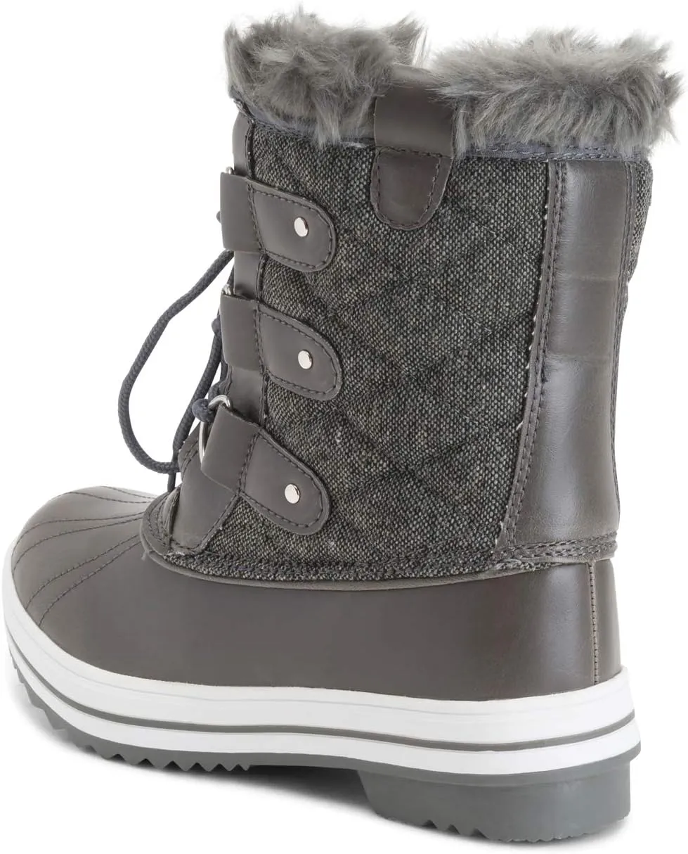 Polar Products Womens Snow Boot Quilted Short Winter Snow Rain Warm Waterproof Boots