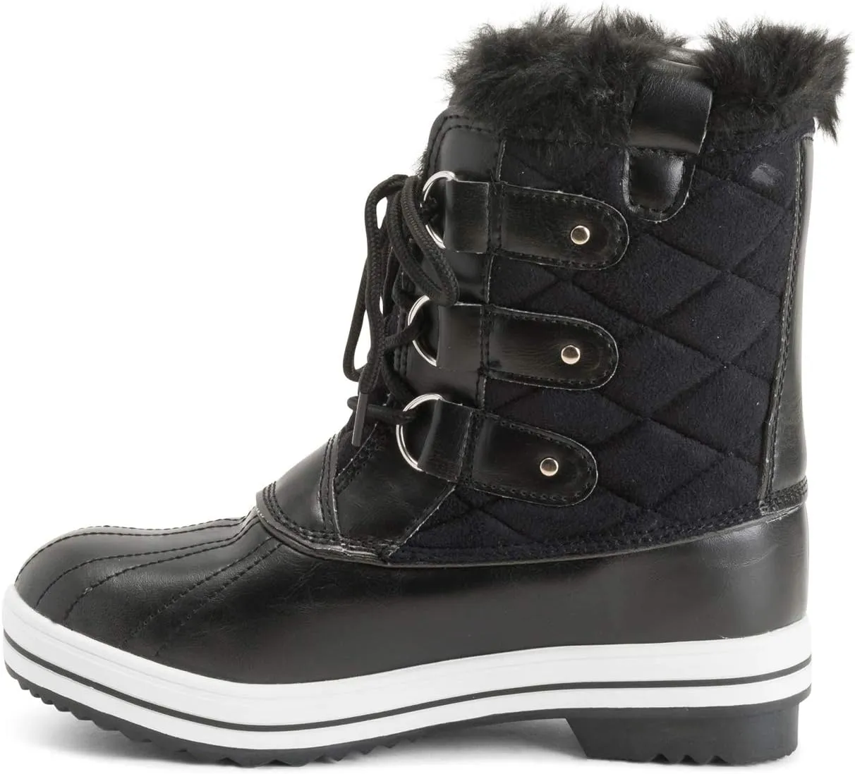Polar Products Womens Snow Boot Quilted Short Winter Snow Rain Warm Waterproof Boots